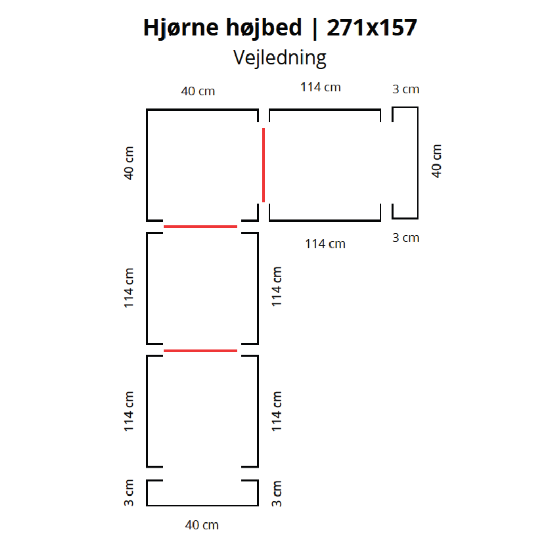 Hjørne højbed i corten | B40 H40 | L271x157 cm